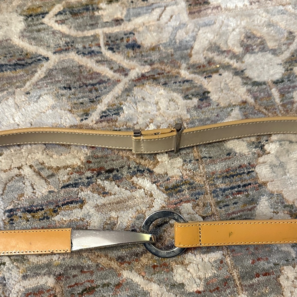 Via Spiga Cream Leather Belt with silver clasp